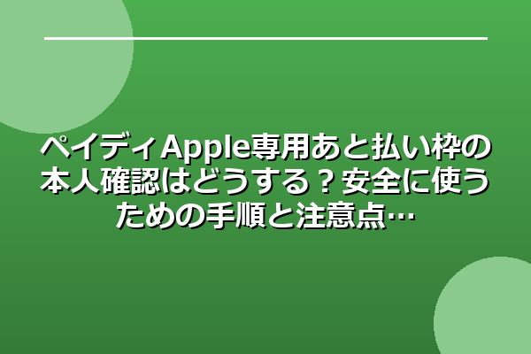 ペイディApple専用あと払い枠の本人確認はどうする？安全に使うための手順と注意点