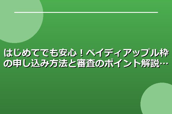 はじめてでも安心！ペイディアップル枠の申し込み方法と審査のポイント解説